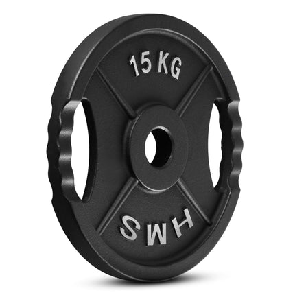 15 kg schwarze Olympische Hantelscheibe mit Griffen