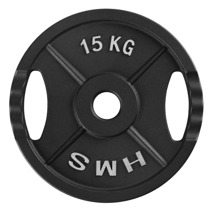 15 kg schwarze Olympische Hantelscheibe mit Griffen