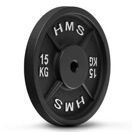 15 kg Hantelscheibe aus Gusseisen, 31 mm Loch, schwarz