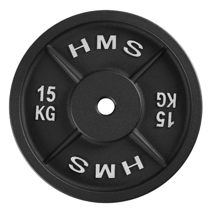 15 kg Hantelscheibe aus Gusseisen, 31 mm Loch, schwarz