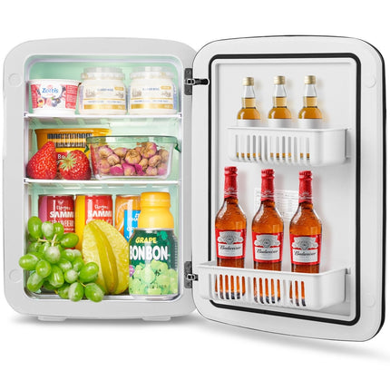 15L Mini Fridge 2 in 1 Cooling and Heating Function Portable Freezer Drinks Cooler 38cm x 33cm x 27cm White Energy Class E