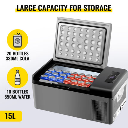 15L Portable Car Fridge Freezer, Dual Zone, 12/24V