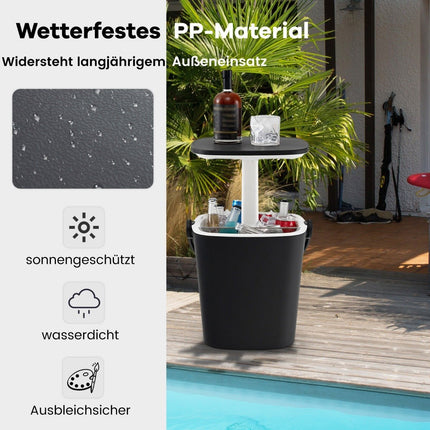 15 L Portable Cool Bar with Liftable Table Top & Bottle Opener Side Table Cool Box Black