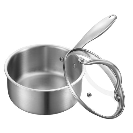 1.5 Qt Saucepan, Tri-Ply Stainless Steel, Glass Lid