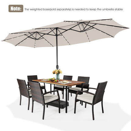15-Fuß doppelseitiger Sonnenschirm, 48 Solar-LEDs, Beige