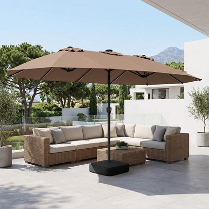 15ft Double-Sided Patio Umbrella with Solar LED Lights