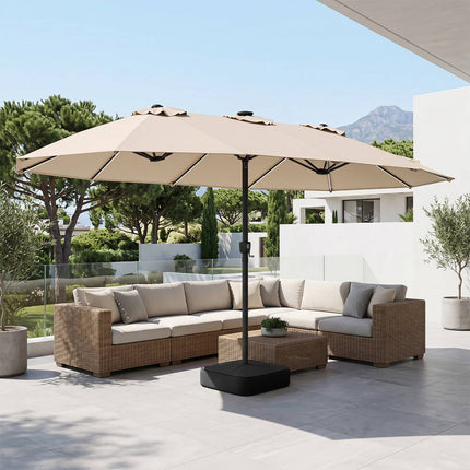 15ft Double-Sided Patio Umbrella with Solar LED Lights