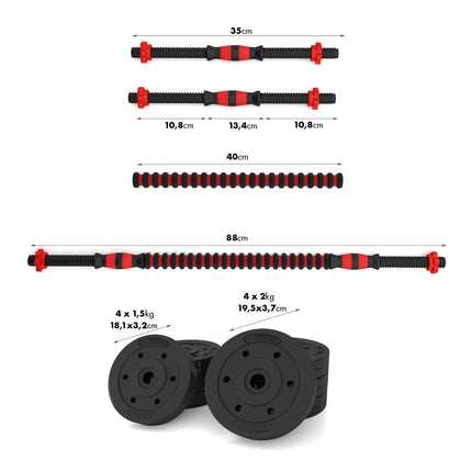15 kg Hantel- & Kurzhantelset aus Kompositmaterial