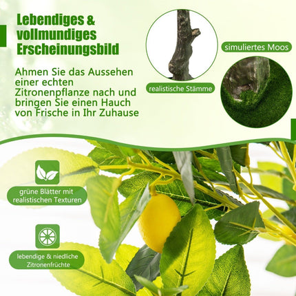 160 cm Artificial Lemon Tree with Pot & 27 Lemons Lime Tree Artificial Plant Citrus Plant