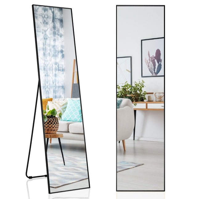 160 x 40 cm Ganzkörperspiegel 2 in 1 Standspiegel &amp; Wandspiegel aus bruchsicherem Glas schwarz