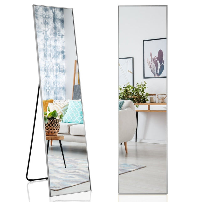 160 x 40 cm Ganzkörperspiegel 2 in 1 Standspiegel &amp; Wandspiegel aus bruchsicherem Glas Silber