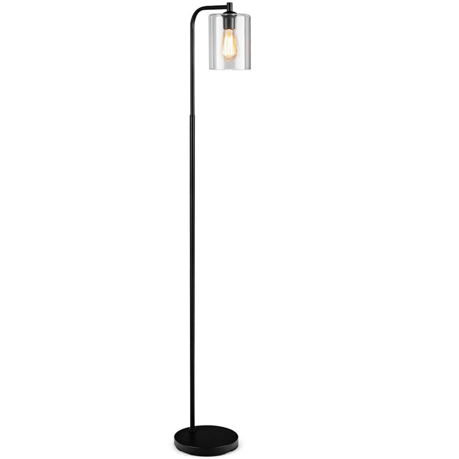 168 cm moderne Stehlampe mit Fußschalter, E27-Glühbirnensockel und schwarzem Glaslampenschirm