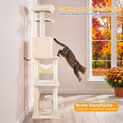 168 cm Multi-Level Cat Tower with Hammock and Condo