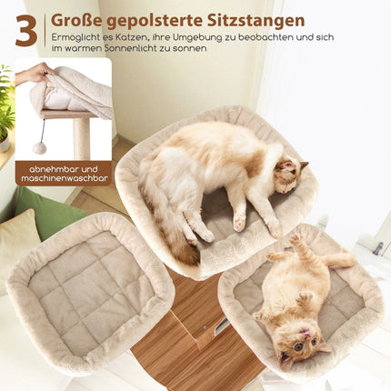 168cm Wooden Cat Tree with Hammock & Scratching Posts