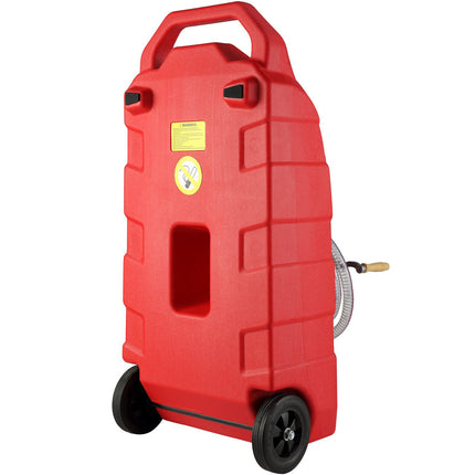 16 Gallon Fuel Caddy, Hand Pump, Rubber Wheels