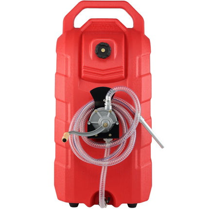 16 Gallon Fuel Caddy, Hand Pump, Rubber Wheels