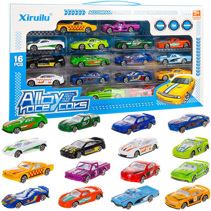 16-teiliges buntes Metall-Federauto-Set für Kinder
