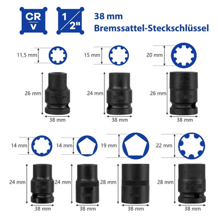 Sada nástrčných klíčů z oceli, 16 dílů, 1/2" unašeč a kufřík