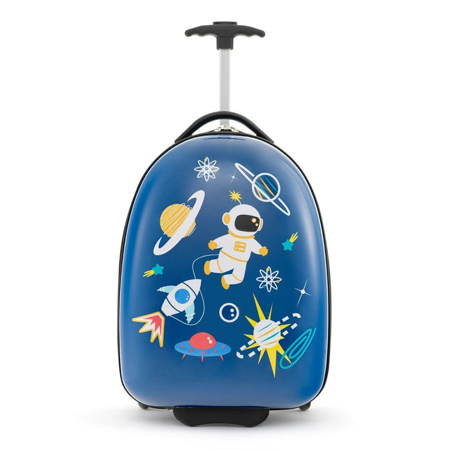 16" Kinderkoffer mit 2-stufigem Teleskopgriff Kindertrolley Kinderhandgepäck Astronauten