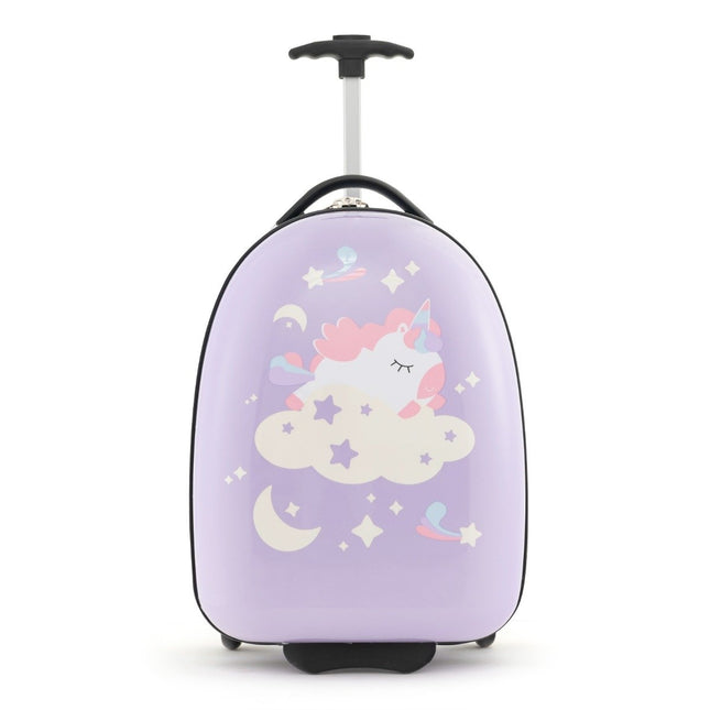 16" Kinderkoffer mit 2-stufigem Teleskopgriff Kindertrolley Kinderhandgepäck Einhörner
