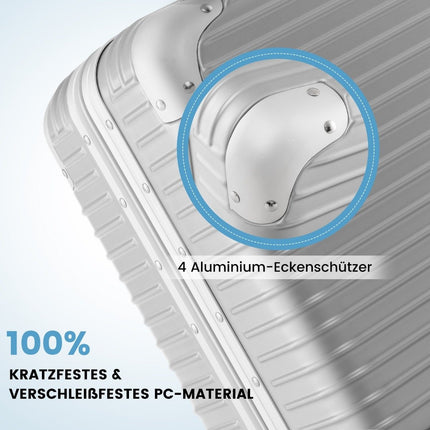 16” handbagage 34L rolkoffer met laptopvak en spinnerwielen 43 x 24 x 44 cm zilver