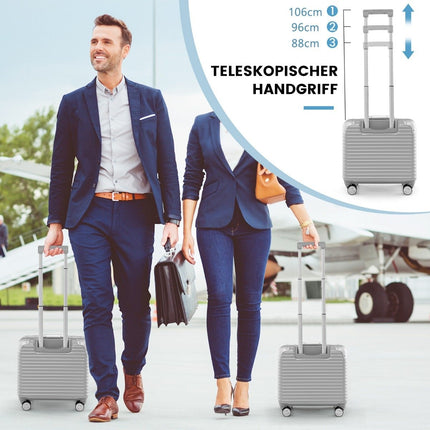 16” handbagage 34L rolkoffer met laptopvak en spinnerwielen 43 x 24 x 44 cm zilver