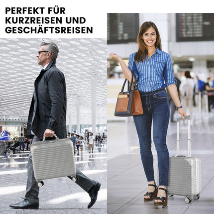 16” handbagage 34L rolkoffer met laptopvak en spinnerwielen 43 x 24 x 44 cm zilver