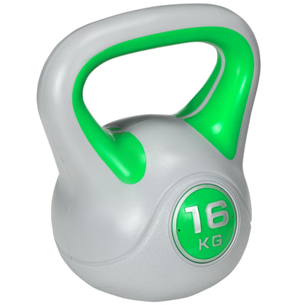16 kg Kettlebell mit flacher Unterseite und breitem Griff, Grün