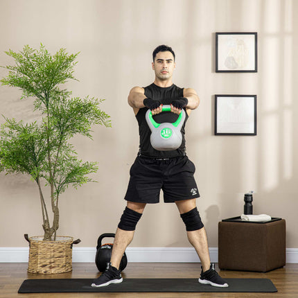 16 kg Kettlebell mit flacher Unterseite und breitem Griff, Grün