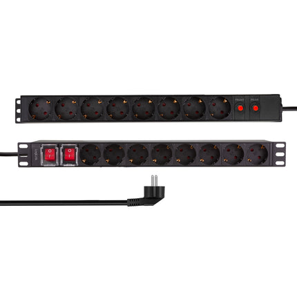 Prise de dérivation 16 voies avec protection contre les surtensions pour rack 19" U1 Noir