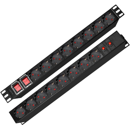 Prise de dérivation 16 voies avec protection contre les surtensions pour rack 19" U1 Noir
