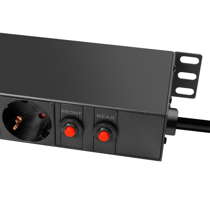 Prise de dérivation 16 voies avec protection contre les surtensions pour rack 19" U1 Noir