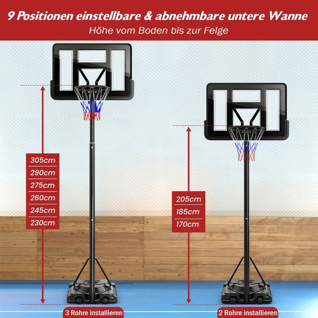 170-305cm Hoogte Verstelbare Basketbalstandaard Buiten Basketbalring met Standaard