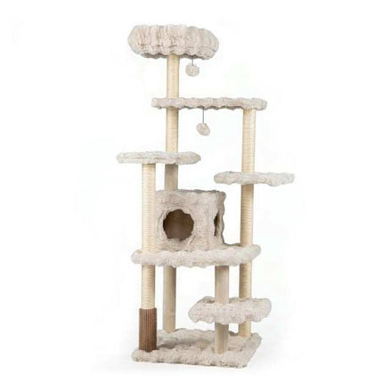 170cm Beige Cat Tree with Scratching Post & Cave