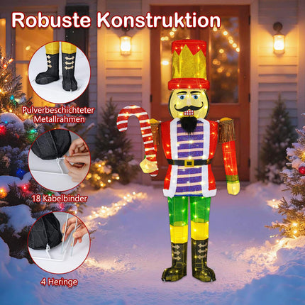 170 cm Weihnachts-Nussknacker mit Zuckerstange – LED-Beleuchtung