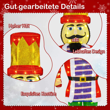 170 cm Weihnachts-Nussknacker mit Zuckerstange – LED-Beleuchtung