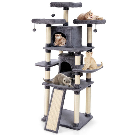 Arbre à chat de 170 cm, arbre à grimper, arbre à chat, griffoir pour chat, meuble à griffer, griffoirs, grotte avec balles de jeu