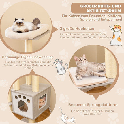 176 cm Cat Tree with Platforms, Cave & Scratching Posts
