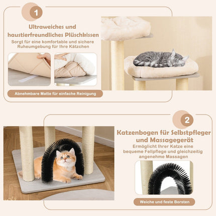 176 cm Cat Tree with Platforms, Cave & Scratching Posts