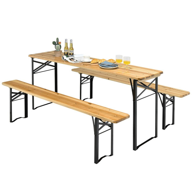 178 cm langer Biertisch mit Sitzgarnitur, 3-teiliges, klappbares Picknicktisch- und Bank-Set