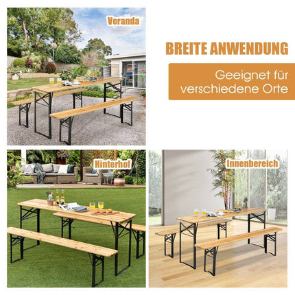 178cm Long Beer Table with Seating Set 3 Piece Folding Picnic Table and Bench Set