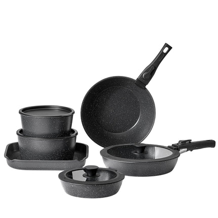 17-Piece Pots and Pans Set, Granite Nonstick, Detachable Handle