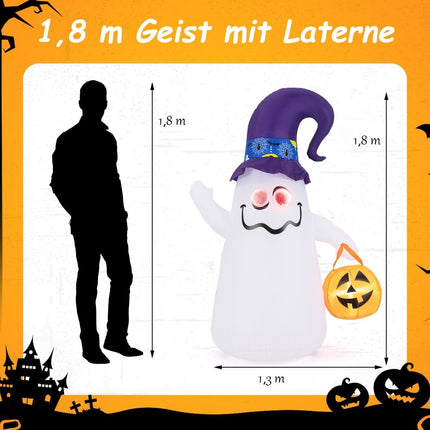 180CM LED Aufblasbarer Halloween Geist mit Kürbis Outdoor Schreckliche Dekoration Geist Halloween Dekoration