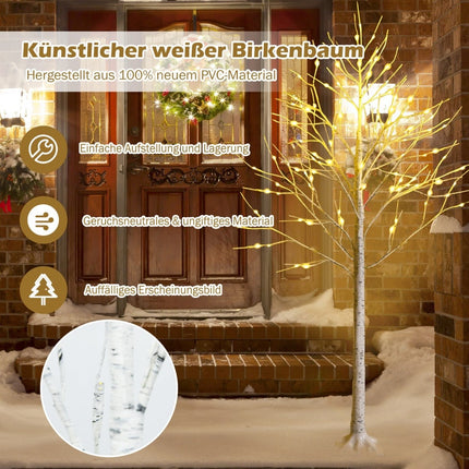 Umělá bříza 180 cm s 96 LED světly