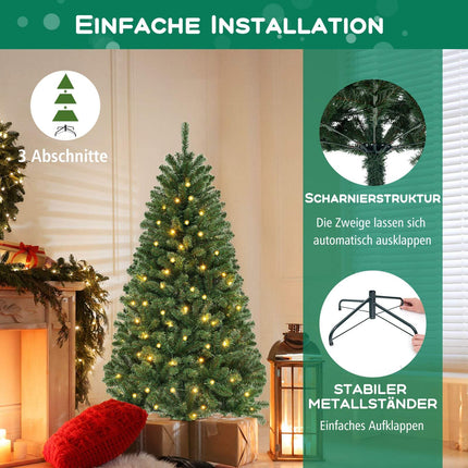 180cm künstlicher Weihnachtsbaum, 200 LEDs, 568 Zweigspitzen