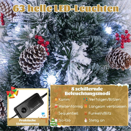 180 cm großer künstlicher Weihnachtsbaum mit Lichtern & Schnee