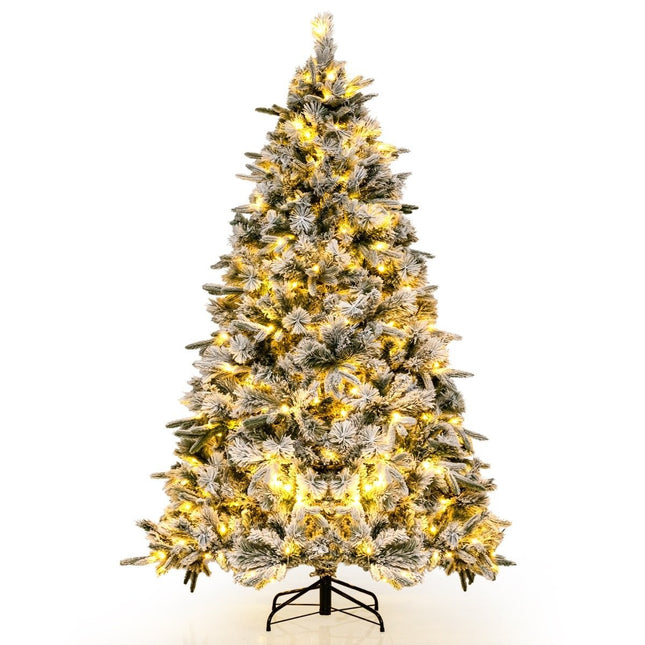 180 cm künstlicher Weihnachtsbaum mit Schnee und 250 LED-Lichtern