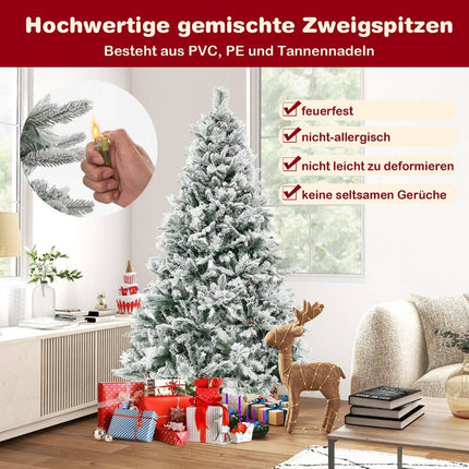 180 cm Artificial Christmas Tree with Snow, 8 Light Modes
