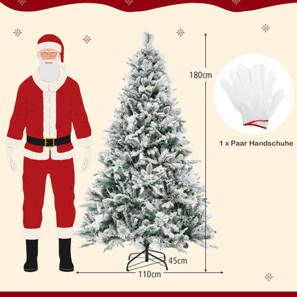 180 cm Artificial Christmas Tree with Snow, 8 Light Modes