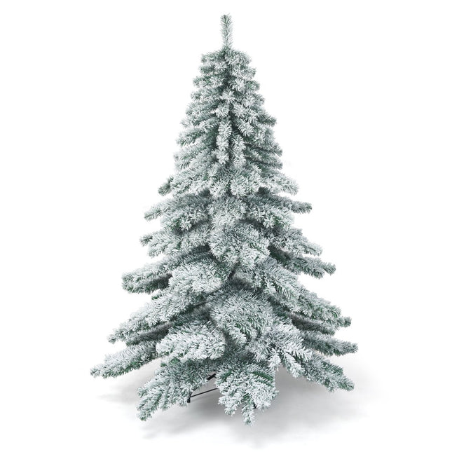 180cm Künstlicher Weihnachtsbaum mit Schneeflocken Weihnachtsbaum PVC Spitzen Grün + Weiß